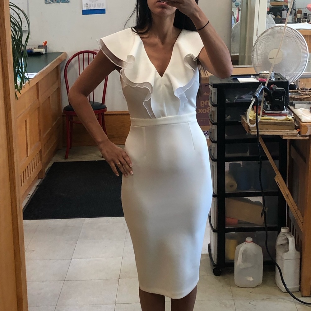 White Elegance Cutout Midi Dress